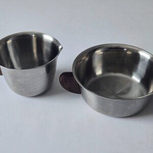 Stainless Steel & Teak Handles Sugar & Creamer Set - Denmark